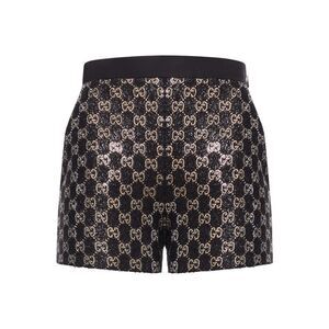 Gucci Women Embroidered Lamé Wool Tweed Shorts